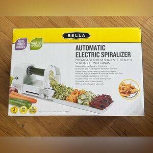 Bella Automatic Electric Spiralizer - 4 Veggie Shapes + Recipe Book, Hands Free